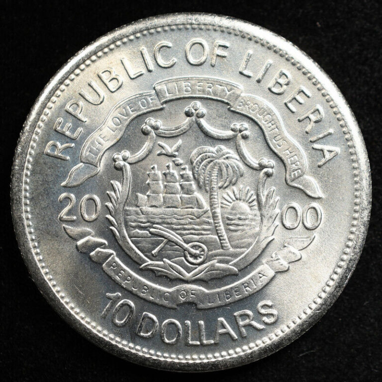 Read more about the article Liberia 10 Dollars 2000  Coin  Km# 503  Kennedy  Inv#D854