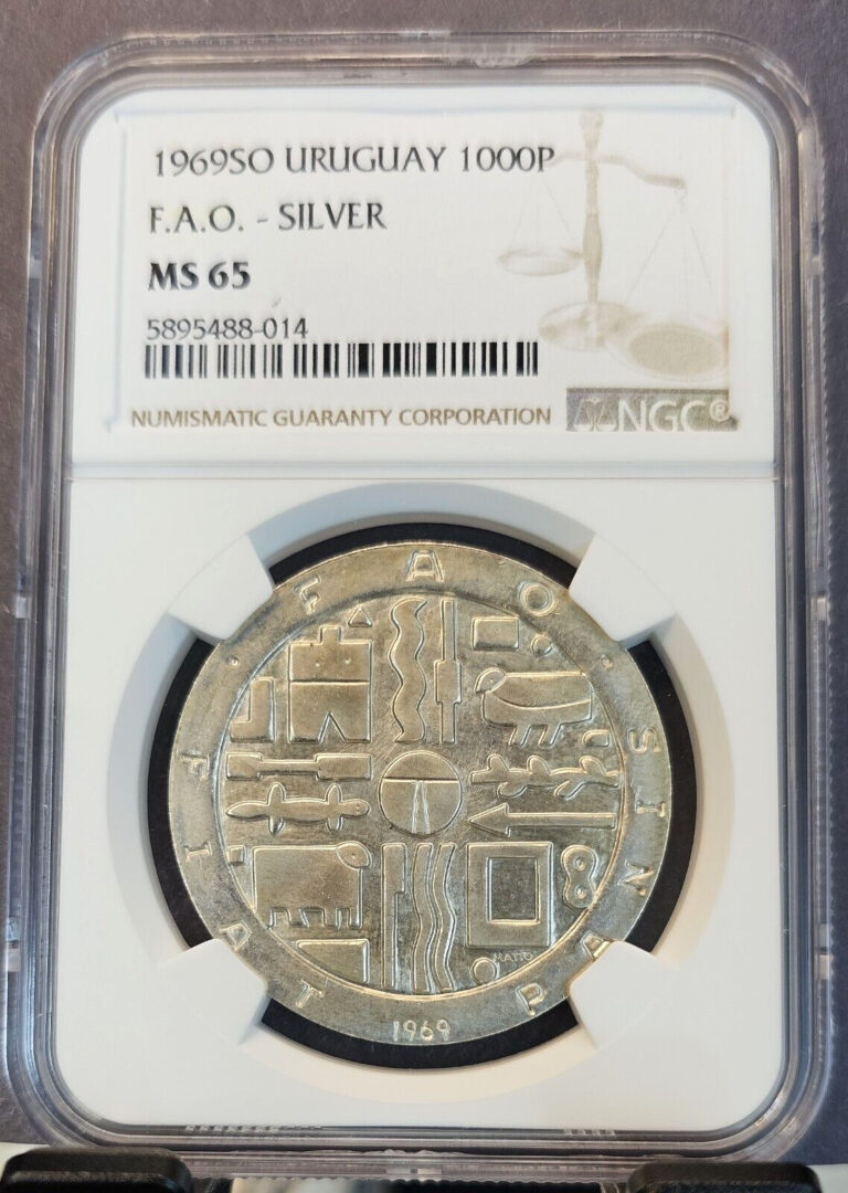 Read more about the article 1969 URUGUAY SILVER 1000 PESOS 1000P FAO NGC MS 65 SCARCE GEM BU