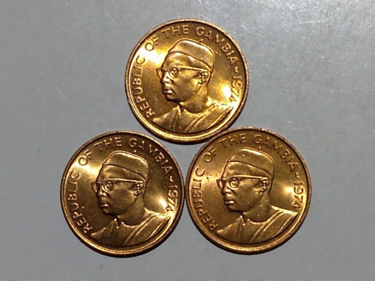 Read more about the article 1974 GAMBIA 1 BUTUT BRONZE (3 COINS) PEANUTS UNC BU