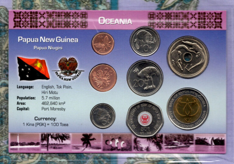 Read more about the article Littleton World Coin Set Papua New Guinea UNC 1996-2009 2 Kina 2008 1 Kina 1996