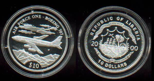 Read more about the article Air Force One Boeing 707 American Mint 2000 $10 Silver coin History of Aviation