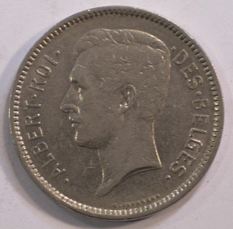 Read more about the article 1933 Belgium 5 Francs coin KM-97.1 LOW MINTAGE #10196
