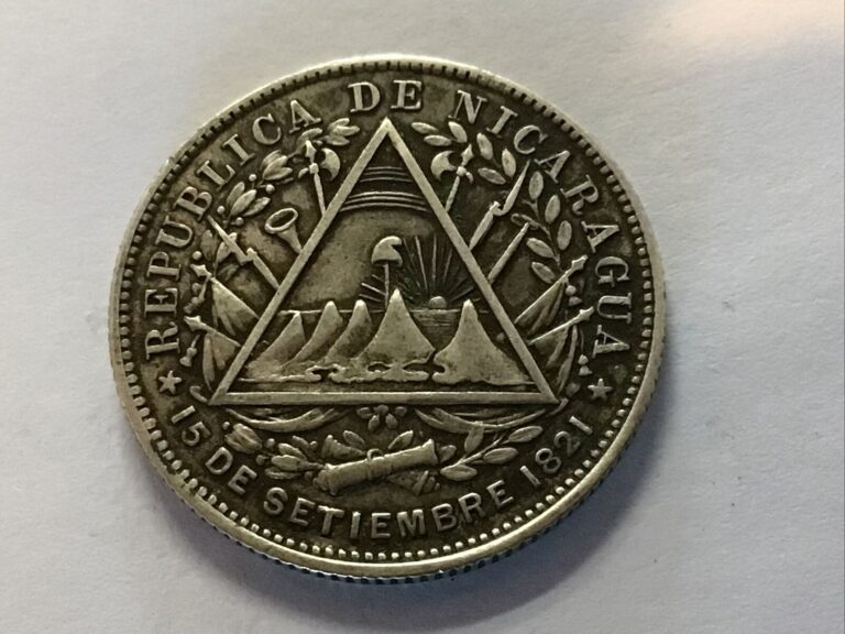 Read more about the article 1887 H Nicaragua 20 Centavos Silver Low MINTAGE Higher Grade