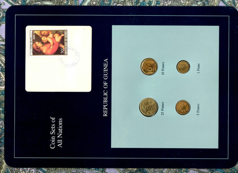 Read more about the article Coin Sets of All Nations Guinea UNC 1 5 10 Francs 1985 25 Francs 1987