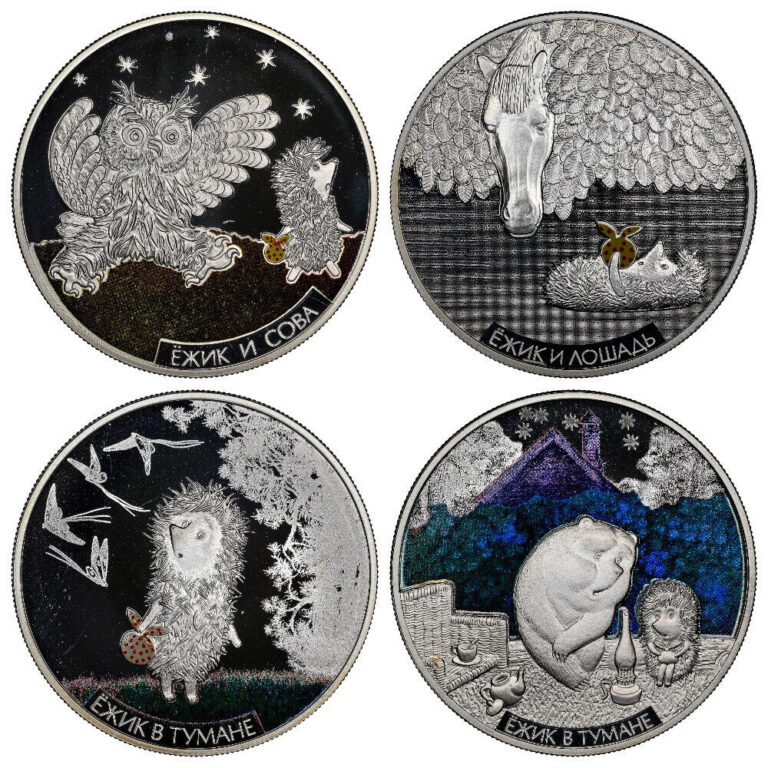 Read more about the article 5 CEDIS 2013 – 2014 GHANA Norstein ANIMATION HEDGEHOG SILVER PROOF 4x COINS NGC