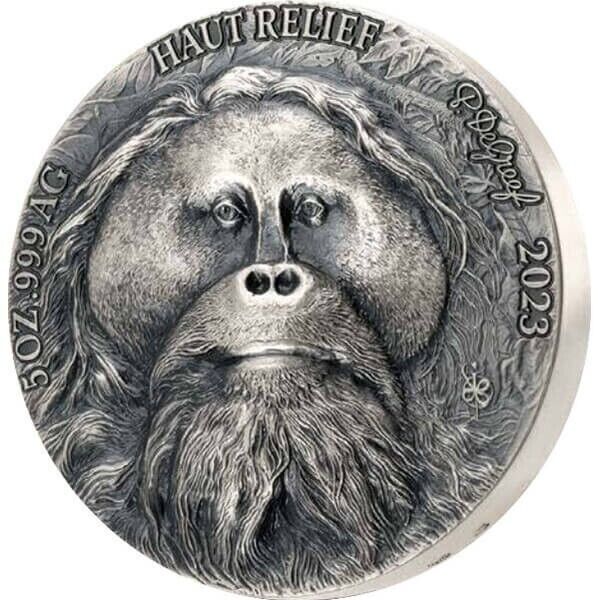 Read more about the article Orangutan Big Five Asia 5 oz Antique finish Silver Coin CFA Ivory Coast 2023