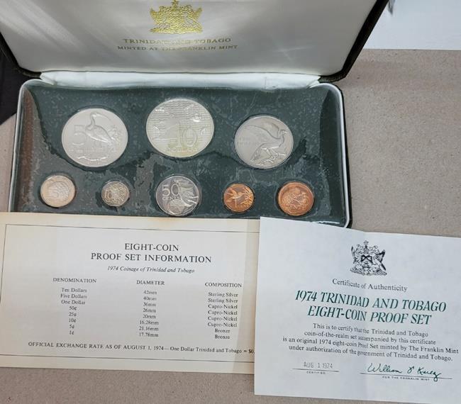 Read more about the article 1974 Trinidad and Tobago 8 Coin Proof Set with $5 and $10 Silver  ASW 1.92 oz