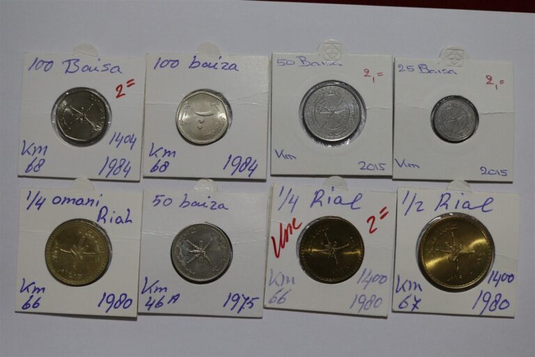 Read more about the article OMAN – 50/100 BAISA + REAL – 8 COINS B49 #N642