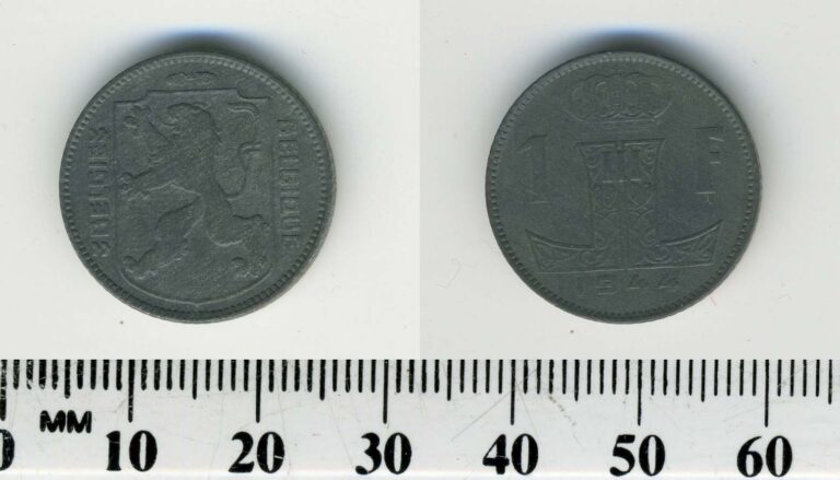 Read more about the article Belgium 1944 – 1 Franc  Zinc Coin – WWII – German Occupation – Dutch Legend – #5