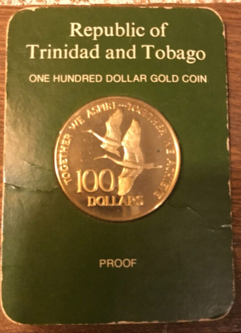 Read more about the article Trinidad and Tobago 1976 $100 Gold Coin Proof Still in Blister Franklin Mint USA