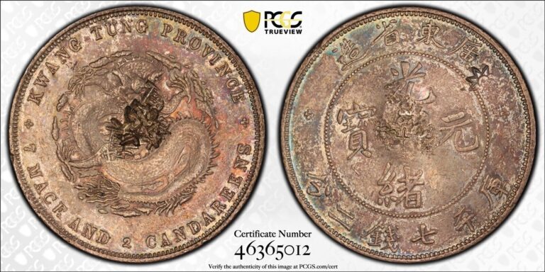 Read more about the article 1890-1908 China Kwangtung Silver Dollar Pcgs AU Details Chopmarked