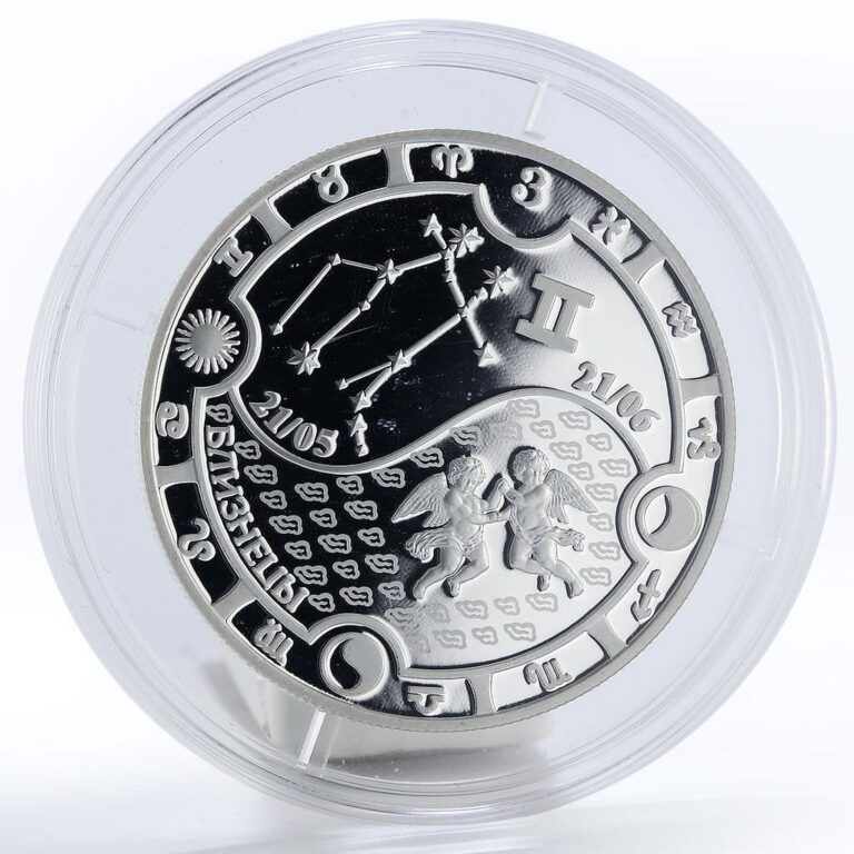 Read more about the article Gabon 1000 francs Zodiac Gemini proof silver coin 2014