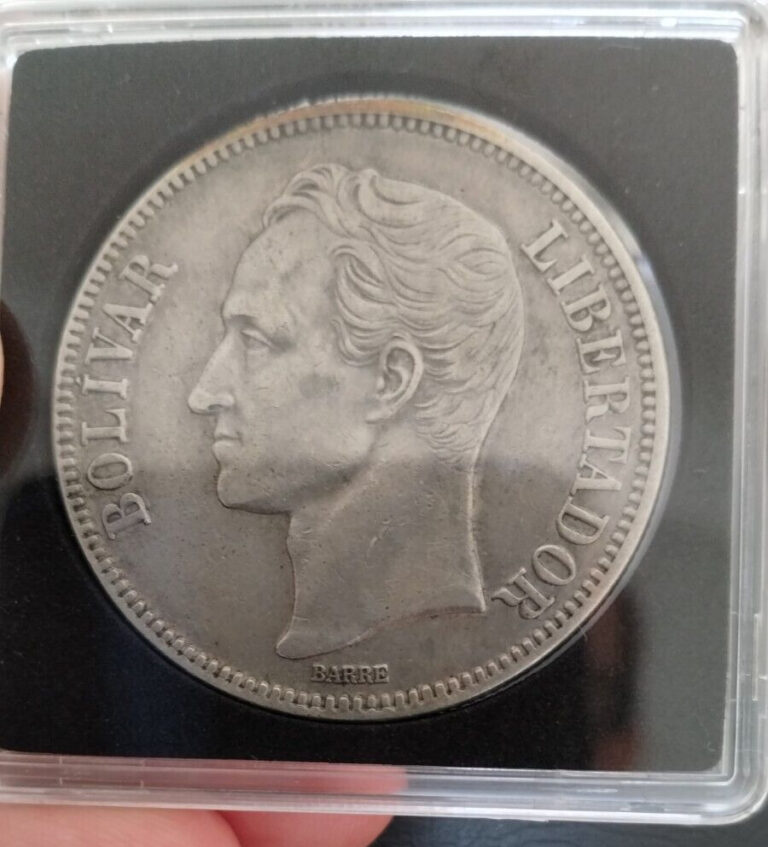 Read more about the article VENEZUELA   1921 –  5 BOLÍVARES  SILVER –  GREAT CONDITION