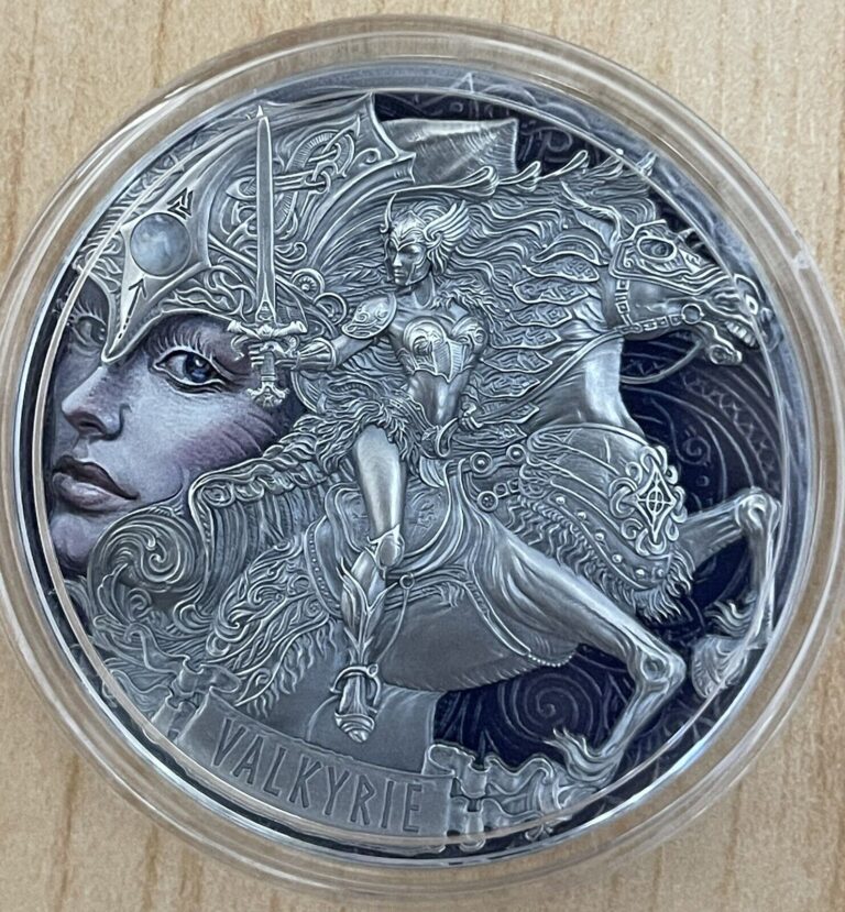 Read more about the article 2023 Cameroon Femina Bellator VALKYRIE Antique 2 oz Silver First Coin Ship TODAY