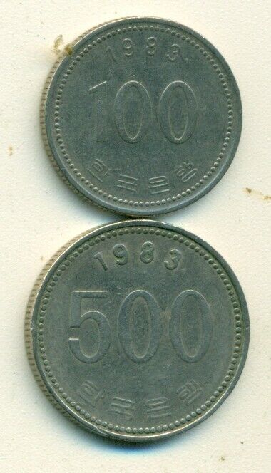 Read more about the article 2 DIFFERENT COINS from SOUTH KOREA – 100 and 500 WON (BOTH DATING 1983)