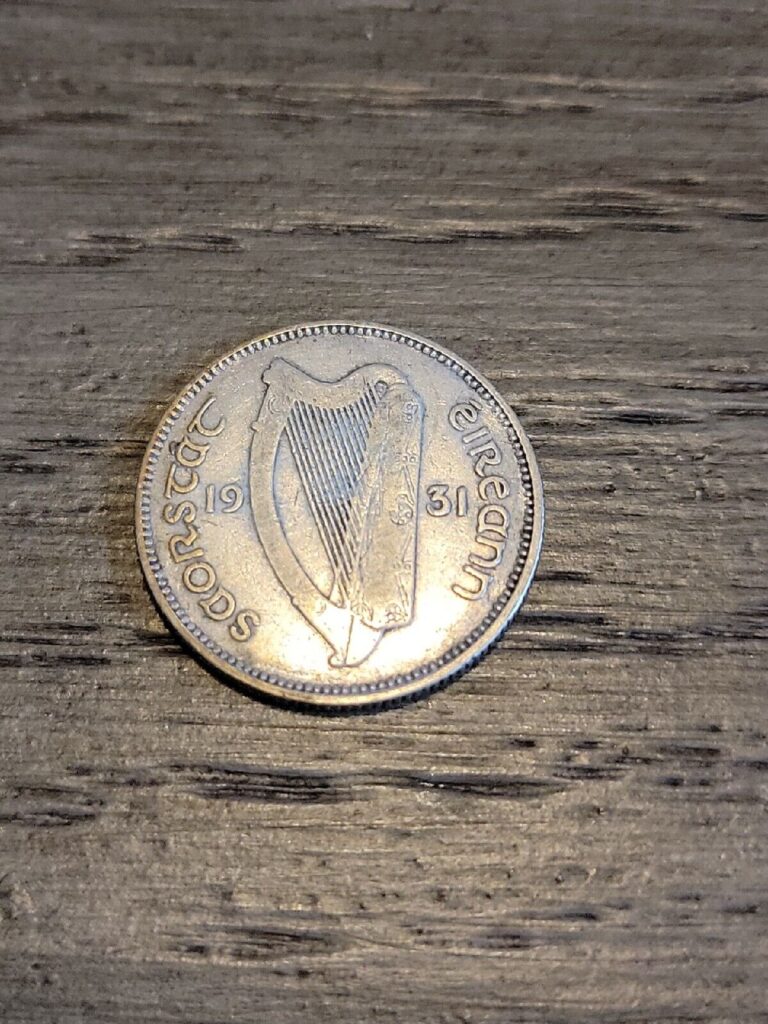 Read more about the article Ireland 1931 Silver One Shilling Coin Old Irish 1s Scarce Year