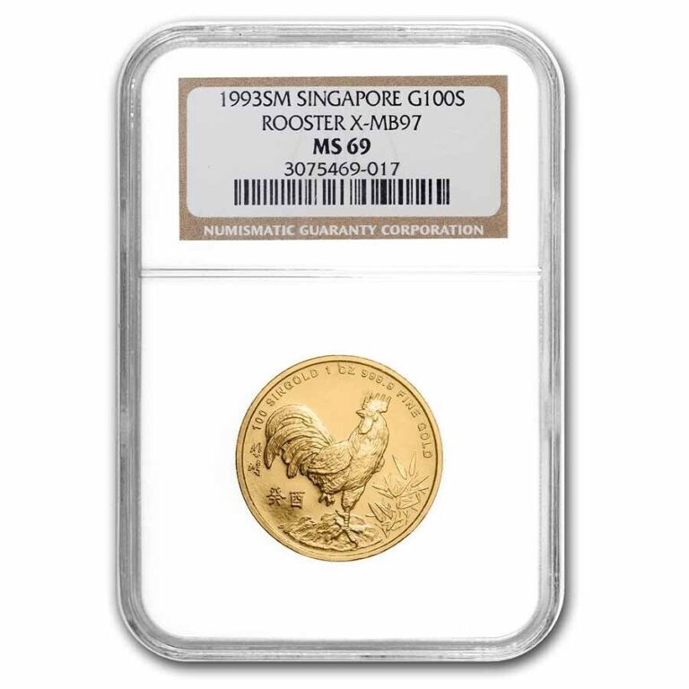 Read more about the article 1993 Singapore 1 oz Gold 100 Singold Rooster MS-69 NGC – SKU#271601