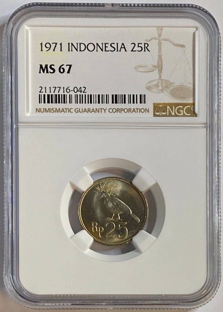 Read more about the article 1971 INDONESIA 25 RUPIAH UNC NGC MS 67 ONLY 1 GRADED HIGHER WORLDWIDE .