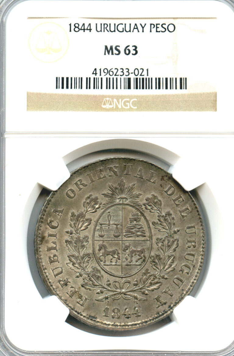 Read more about the article Uruguay 1844 Peso  “Montevideo Siege”  NGC graded MS63 Rare w/ famous provenance