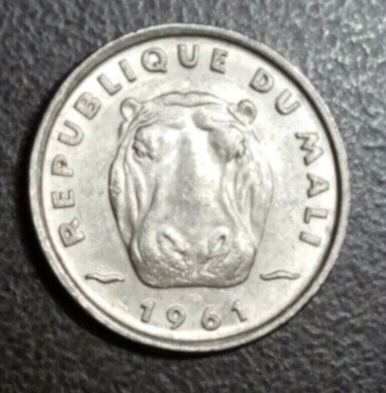Read more about the article 1961 MALI 5 FRANCS ALUMINUM AU COIN HIPPO ANIMAL THEMATIC