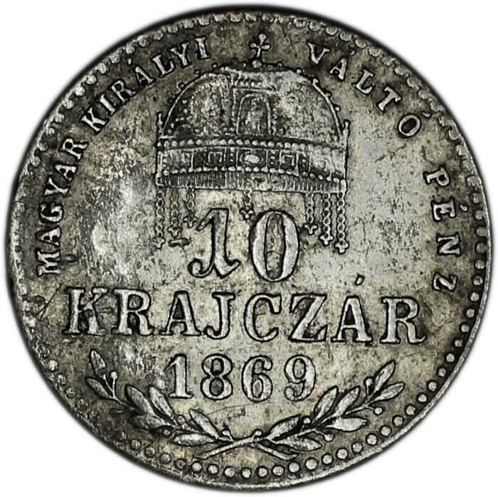 Read more about the article HUNGARY coin 10 Krajczar 1869 KB VF+ Choice Very Fine