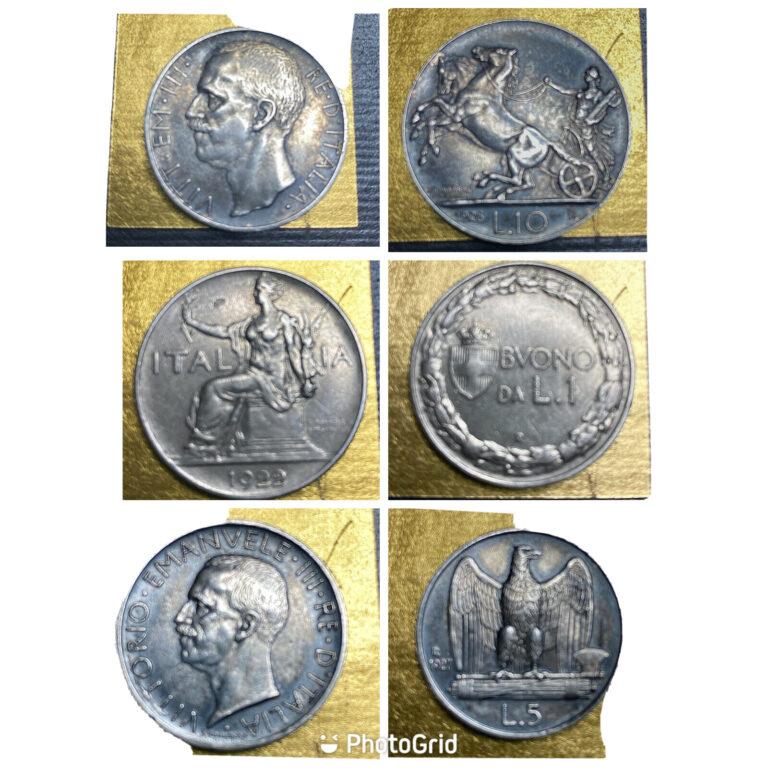 Read more about the article Silver Coins Italy 10 lire 1926  Italy 1 lira 1922  5 lire 1927 not scrap silver