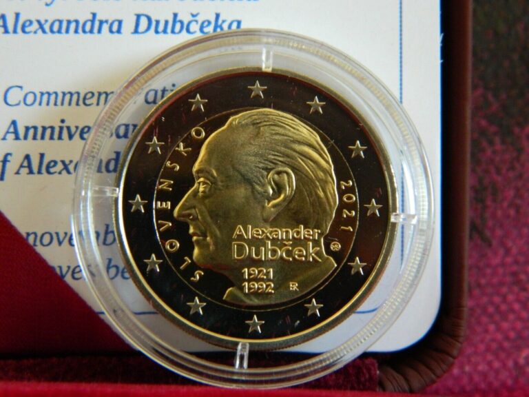 Read more about the article Slovakia  2021  Alexander Dubcek   2 Euro Coin  Proof  Perfect