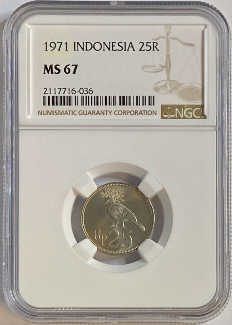 Read more about the article 1971 INDONESIA 25 RUPIAH UNC NGC MS 67 ONLY 1 GRADED HIGHER WORLDWIDE .D