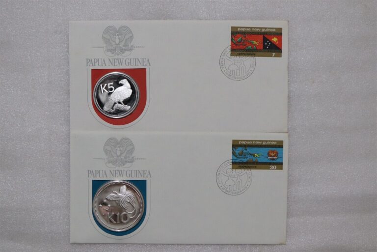 Read more about the article PAPUA NEW GUINEA – 5 + 10 KINA 1975 PROOF COIN COVER B51 BX12