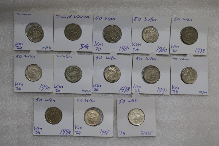 Read more about the article SOUTH KOREA – 50 WON – 13 COINS LOT B49 #837