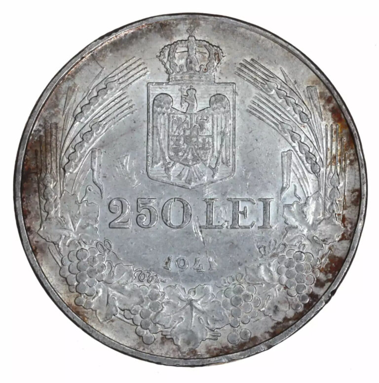 Read more about the article 1941 Romania 250 Lei KM# 59.2 XF+