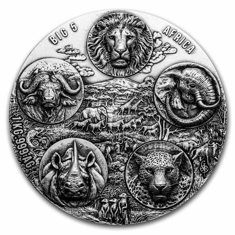 Read more about the article 2023 Ivory Coast 1 kilo Silver Big Five Africa Completer Coin – SKU#274222