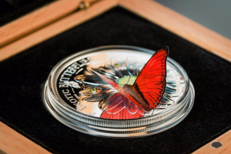 Read more about the article 2016 Tanzania Exotic Butterflies 3D Cymothoe Hobarti silver proof coin