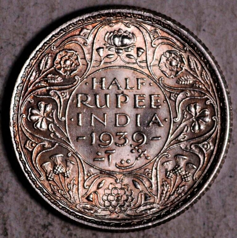 Read more about the article INDIA (BRITISH) SILVER 1/2 HALF RUPEE 1939 (B) LONG TREFOILS