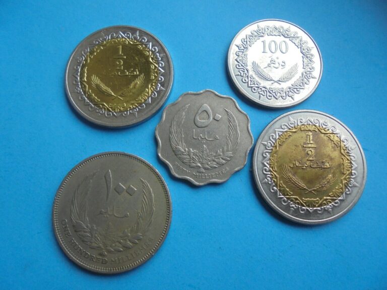 Read more about the article Libya  5 Coin Collection  incl. 2 – 1/2 Dinar Bi-Metallic  as shown.