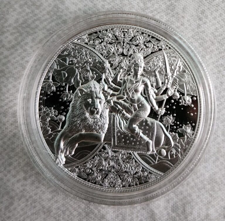 Read more about the article 2023 Cameroon Hindu Goddess Durga 1oz Silver High Relief BU Coin