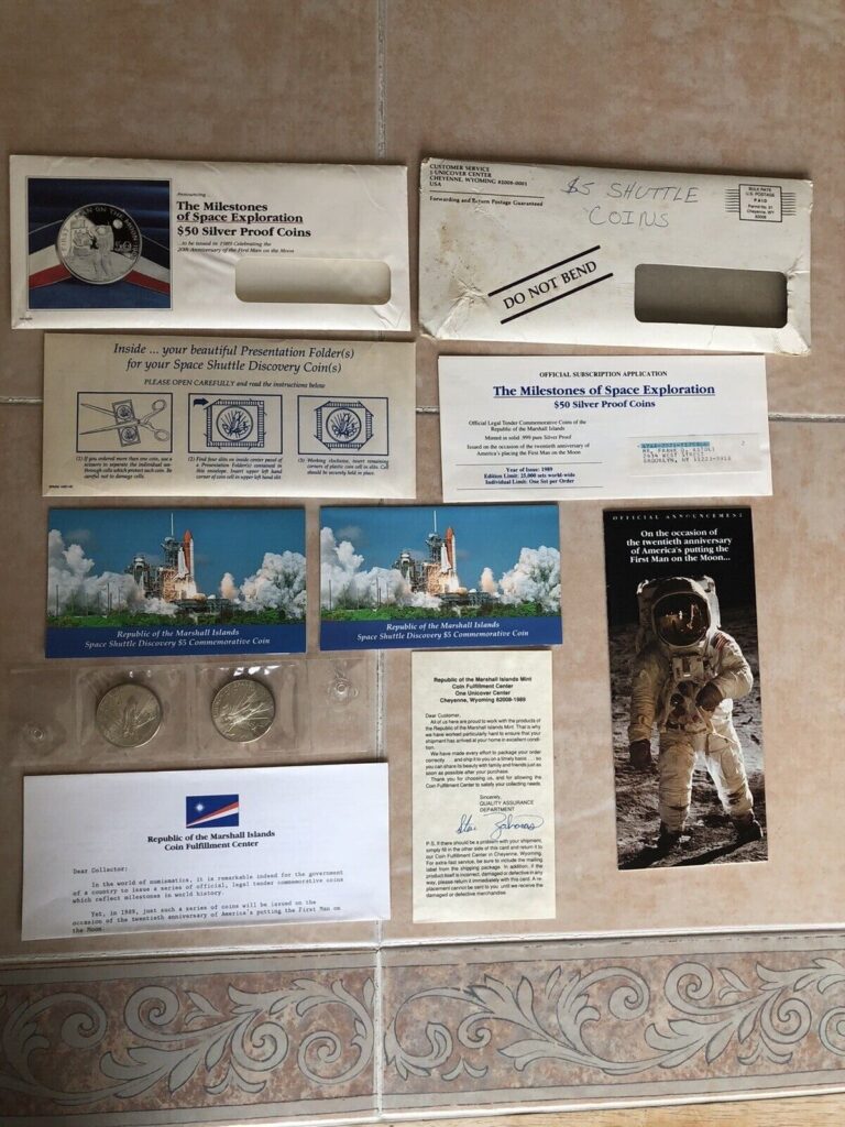 Read more about the article LOT OF 2 1988 REPUBLIC OF MARSHALL ISLANDS $5 COINS – SPACE SHUTTLE w LITERATURE