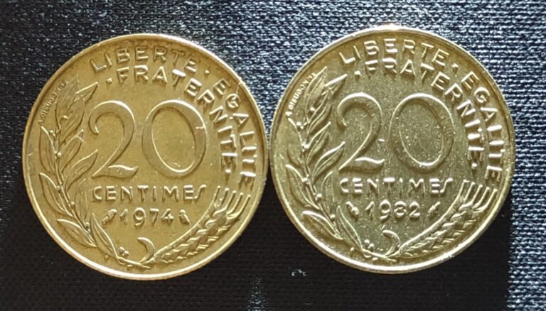 Read more about the article 1974/82 FRANCE 20 CENTIMES (2 Coins) Combined Shipping