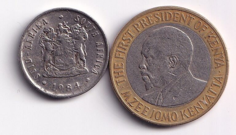 Read more about the article Lot of 2 Africa coins  South Africa 5 cents 1984  Kenya 10 shillings 2005