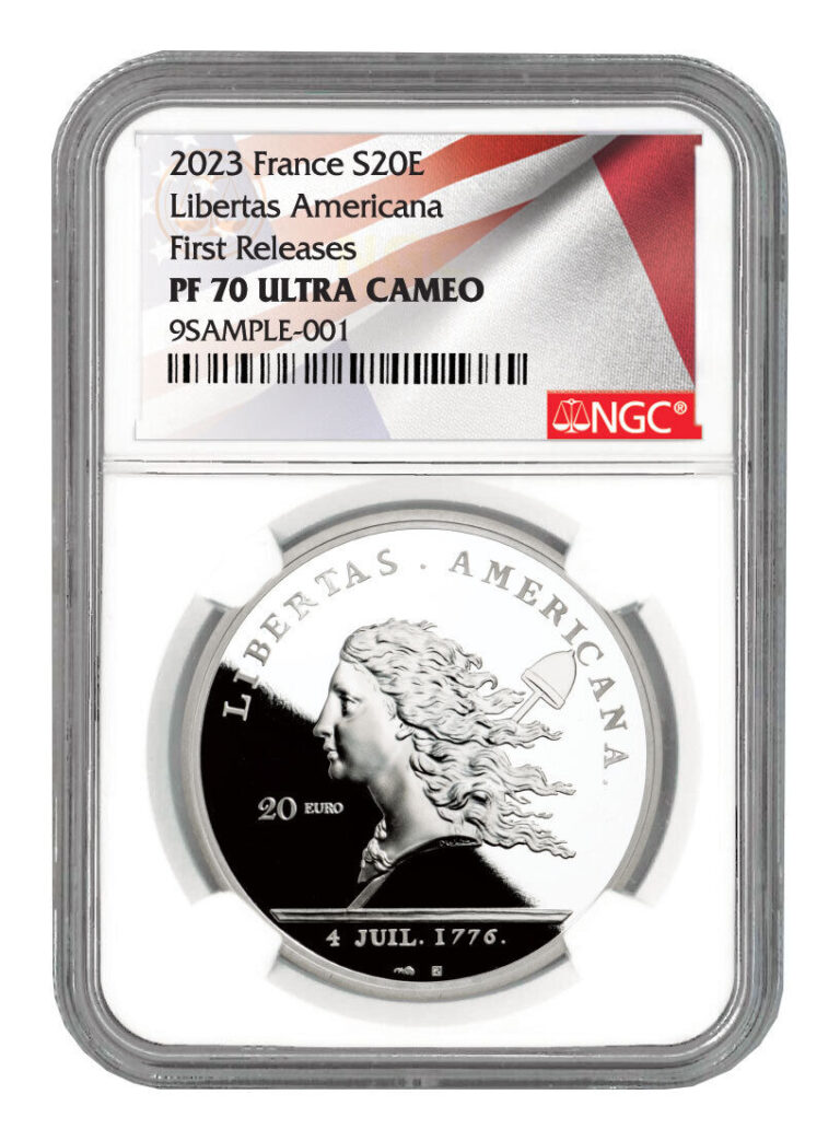 Read more about the article France 2023 £20 1oz Silver Libertas Americana NGC PF70 FR w/ Dual Label