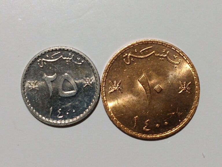 Read more about the article 1980 OMAN 10 and 25 BAISA COINS UNC  BRONZE and COPPER NICKEL