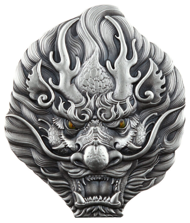 Read more about the article Chad 2023 2-oz Silver Nine Sons of the Dragon King UHR Antiqued PRESALE