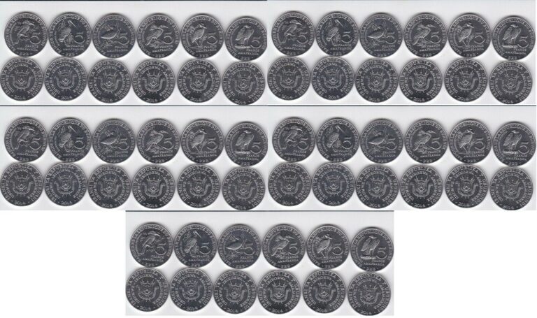 Read more about the article Burundi – 10 pcs x set 6 coins 5 Francs 2014 UNC bird Lemberg-Zp