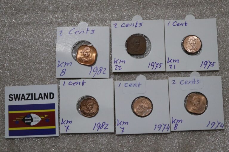 Read more about the article SWAZILAND – 1 + 2 CENTS – 6 COINS COLLECTION B49 #N360