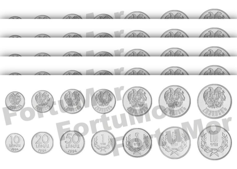 Read more about the article Armenia 5 x 7 PCS UNC Coins SET  10 20 50 Luma 1 3 5 10 Dram 1994