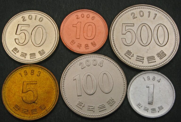 Read more about the article KOREA SOUTH 1 Won / 500 Won 1983 / 2011 – Lot of 6 Coins – UNC *