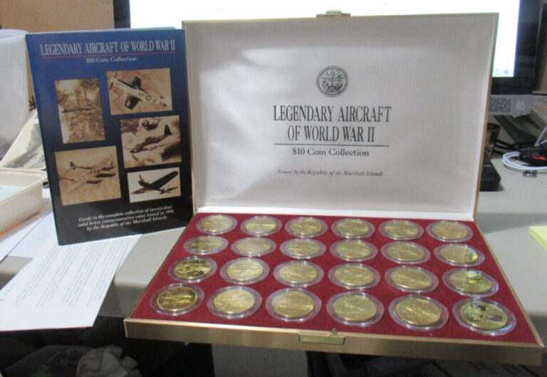 Read more about the article Rare 1991 Marshall Islands 24 Coin Medal Set  War Aircrafts of WWII  $10 Coins