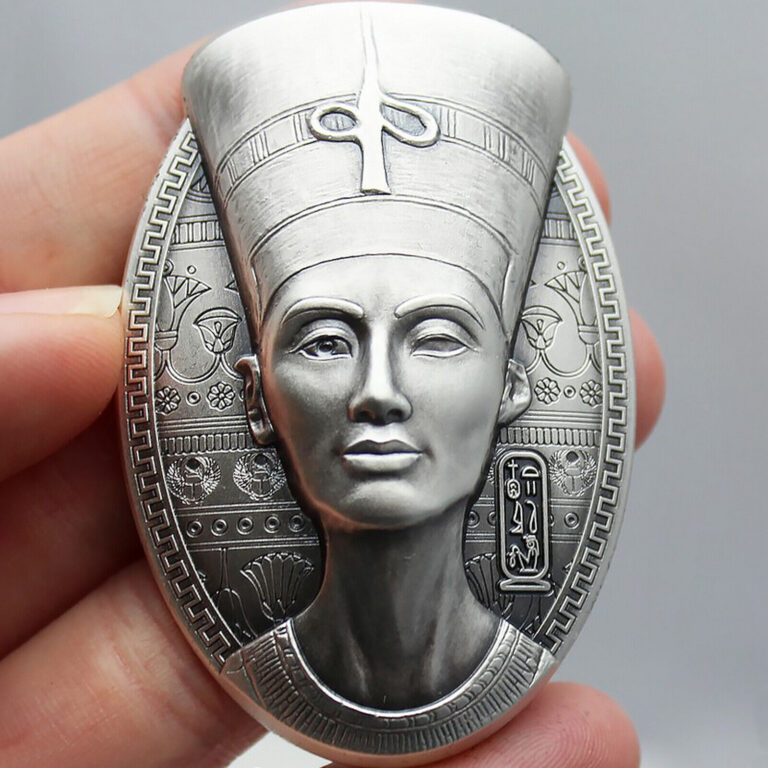 Read more about the article 2023 Djibouti Nefertiti 3oz Egg-Shaped Antique High Relief Silver Coin