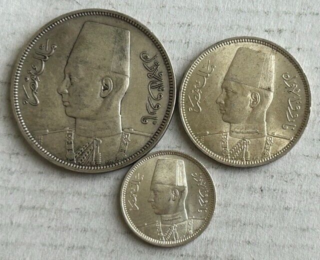 Read more about the article EGYPT KING FAROUK 3 SILVER COINS