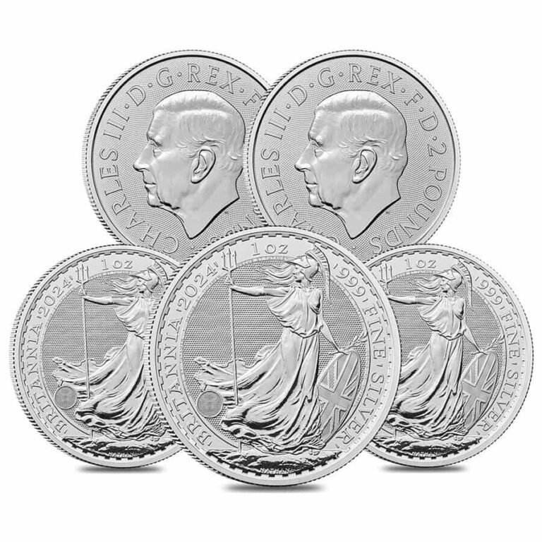 Read more about the article Lot of 5 – 2024 Great Britain 1 oz Silver Britannia BU